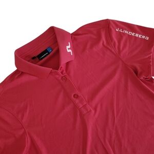 J. LINDEBERG Tour tech slim fit polo golf pink (coral) large